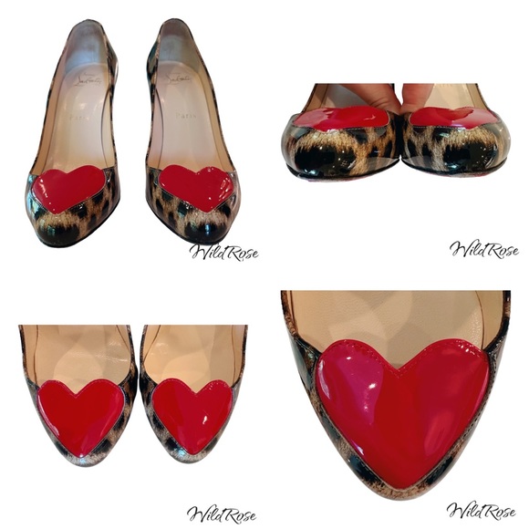 CHRISTIAN LOUBOUTIN Leopard Print Patent Leather Doracora Heart 100 Pumps - Picture 15 of 17